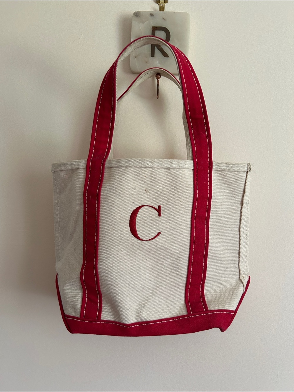 Vintage L.L Bean boat and tote bag with letter C